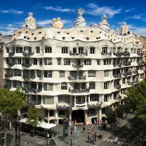 Undulating stone façade of Casa Milà on Passeig de Gràcia