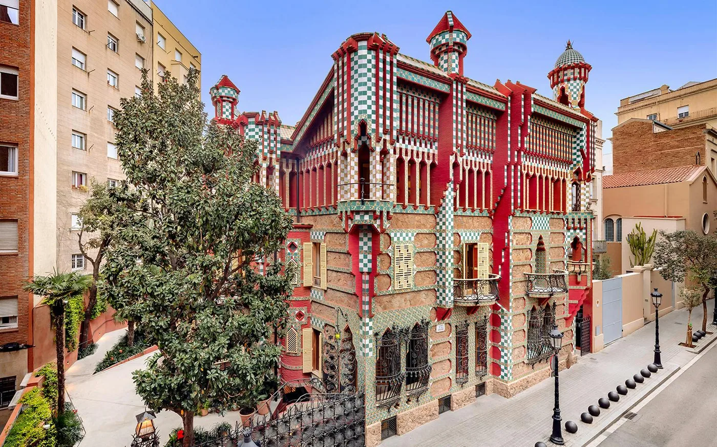 Colourful tiled façade of Casa Vicens in Gràcia