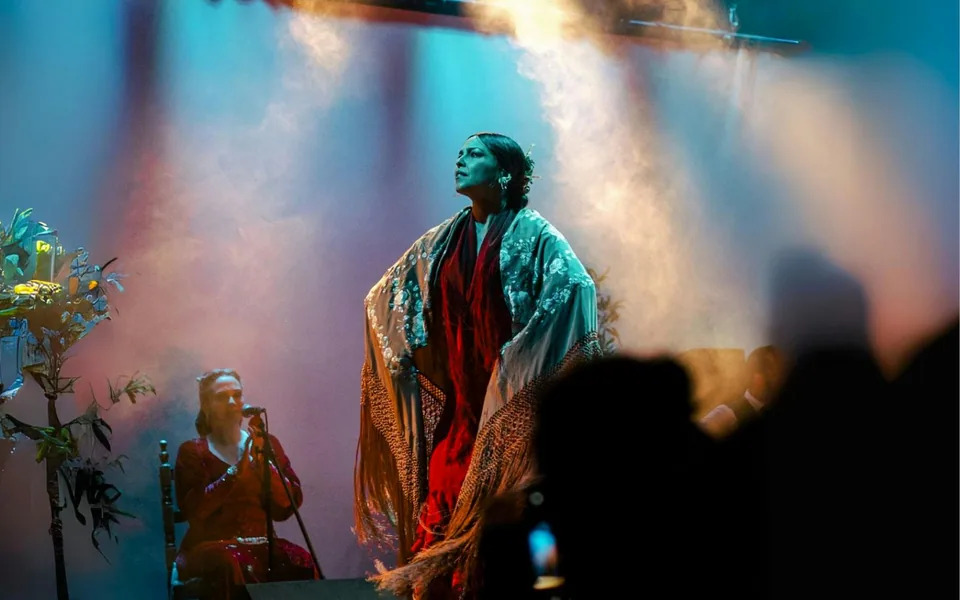 Flamenco dancer facing the audience at City Hall Barcelona