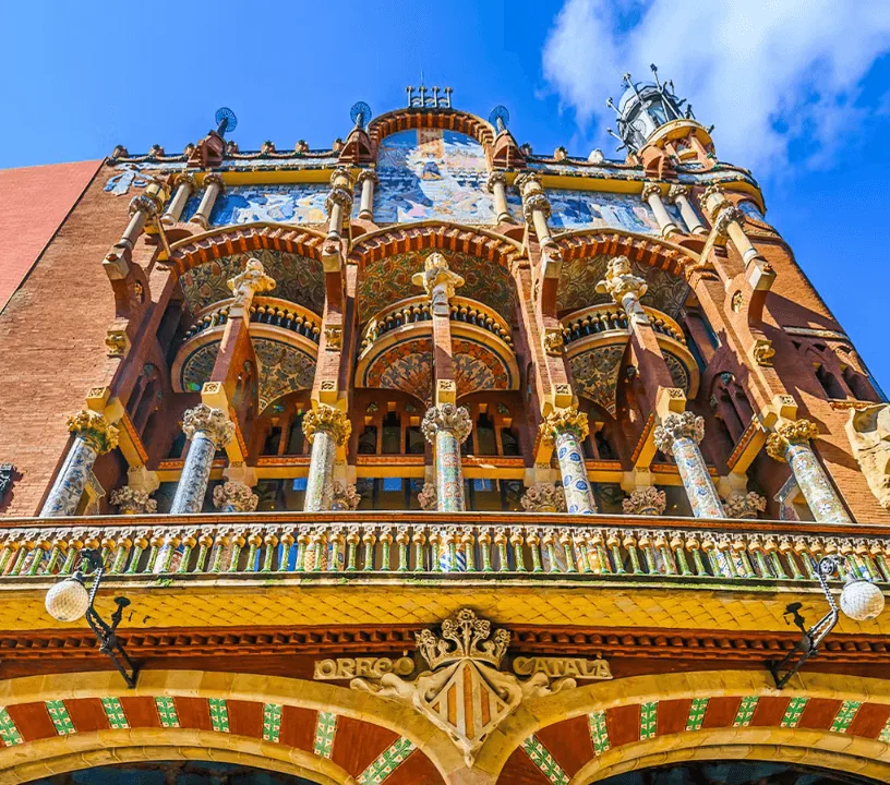 Mosaic-covered exterior of Palau de la Música Catalana