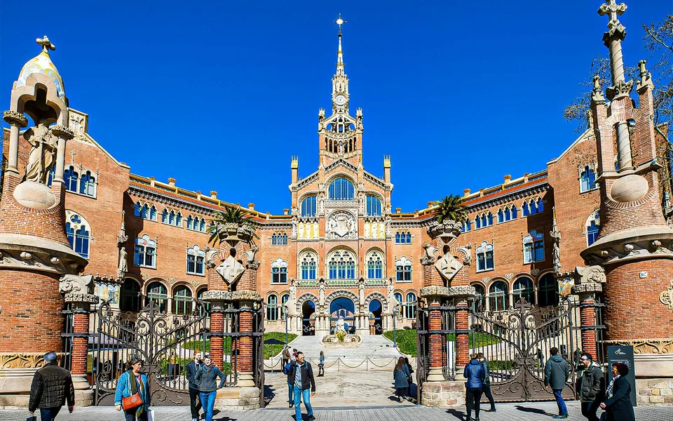 Entrance façade and gates of Sant Pau Art Nouveau Site